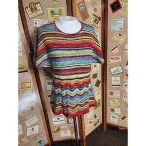 Womens Striped Shimmer Lightweight Cap Sleeve Sweater Unbranded Red Blue Orange